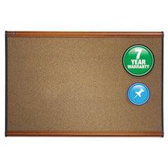 Quartet® Prestige Bulletin Board, Brown Graphite-Blend Surface, 72 x 48, Cherry Frame