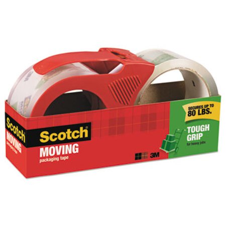 Scotch® Tough Grip Moving Packaging Tape, 3" Core, 1.88" x 54.6 yds, Clear, 2/Pack