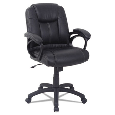 Alera® Alera CC Series Executive Mid-Back Bonded Leather Chair, Supports up to 275 lbs, Black Seat/Black Back, Black Base
