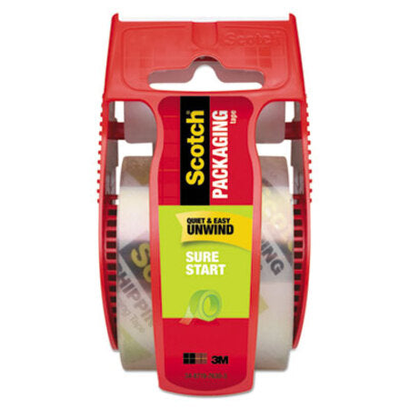 Scotch® Sure Start Packaging Tape with Dispenser, 1.5" Core, 1.88" x 22.2 yds, Clear
