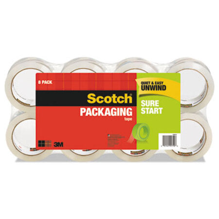 Scotch® Sure Start Packaging Tape, 3" Core, 1.88" x 54.6 yds, Clear, 8/Pack