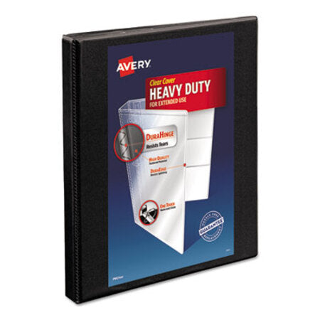 Avery® Heavy-Duty Non Stick View Binder with DuraHinge and Slant Rings, 3 Rings, 0.5" Capacity, 11 x 8.5, Black, (5233)