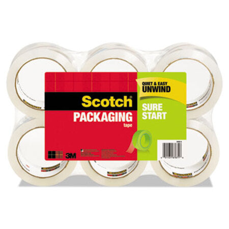 Scotch® Sure Start Packaging Tape, 3" Core, 1.88" x 54.6 yds, Clear, 6/Pack