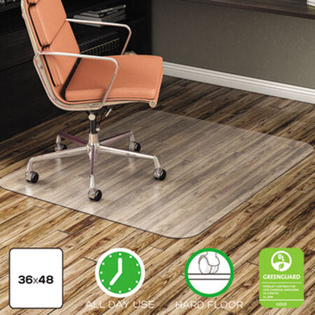 Deflecto® EconoMat All Day Use Chair Mat for Hard Floors, 36 x 48, Rectangular, Clear