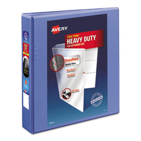 Avery® Heavy-Duty View Binder with DuraHinge and One Touch EZD Rings, 3 Rings, 1.5" Capacity, 11 x 8.5, Periwinkle