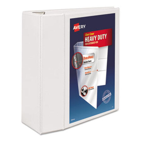 Avery® Heavy-Duty View Binder with DuraHinge and Locking One Touch EZD Rings, 3 Rings, 5" Capacity, 11 x 8.5, White