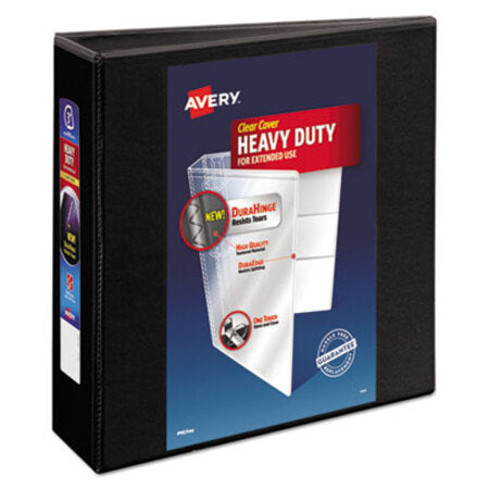 Avery® Heavy-Duty View Binder with DuraHinge and Locking One Touch EZD Rings, 3 Rings, 3" Capacity, 11 x 8.5, Black