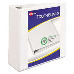 Avery® TouchGuard Protection Heavy-Duty View Binders with Slant Rings, 3 Rings, 4" Capacity, 11 x 8.5, White