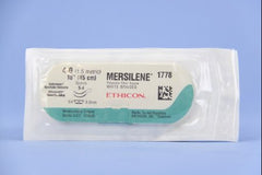 Suture with Needle Mersilene Nonabsorbable Uncoated White Suture Braided Polyester Size 4 - 0 18 Inch Suture Double-Armed 8 mm Length 1/4 Circle Conventional Spatula Needle