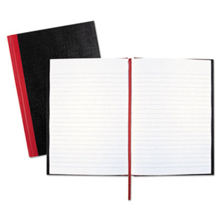 Red™ Casebound Notebooks, Wide/Legal Rule, Black Cover, 8.25 x 5.68, 96 Sheets