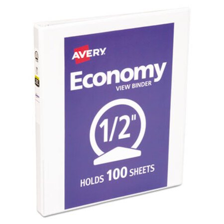 Avery® Economy View Binder with Round Rings , 3 Rings, 0.5" Capacity, 11 x 8.5, White, (5706)