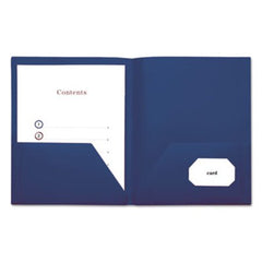 Universal® Two-Pocket Plastic Folders, 11 x 8 1/2, Royal Blue, 10/Pack