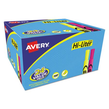 Avery® HI-LITER Desk-Style Highlighters, Chisel Tip, Assorted Colors, 24/Pack