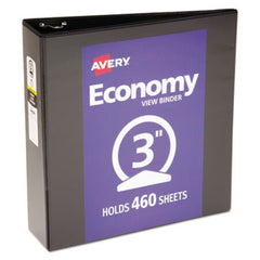 Avery® Economy View Binder with Round Rings , 3 Rings, 3" Capacity, 11 x 8.5, Black, (5740)