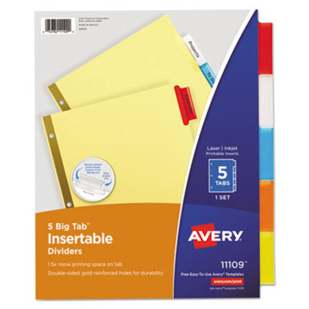 Avery® Insertable Big Tab Dividers, 5-Tab, Letter