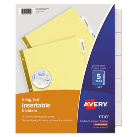 Avery® Insertable Big Tab Dividers, 5-Tab, Letter