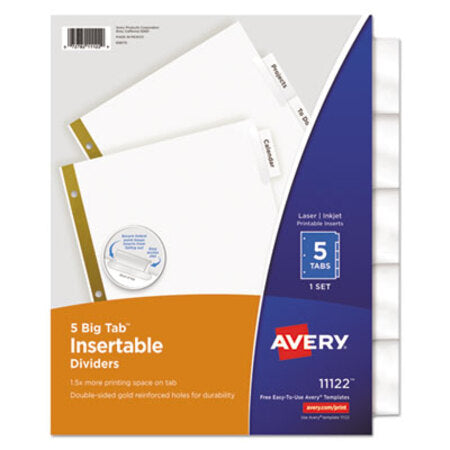 Avery® Insertable Big Tab Dividers, 5-Tab, Letter