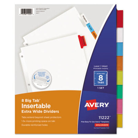 Avery® Insertable Big Tab Dividers, 8-Tab, 11 1/8 x 9 1/4