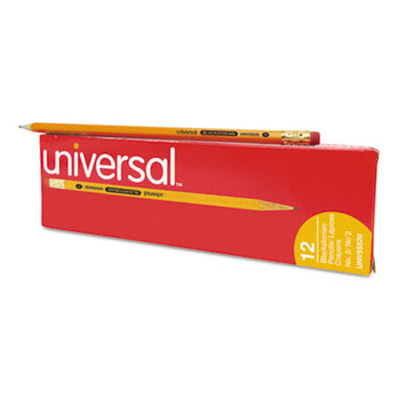 Universal™ Deluxe Blackstonian Pencil, HB (#2), Black Lead, Yellow Barrel, Dozen