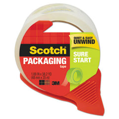 Scotch® Sure Start Packaging Tape with Dispenser, 3" Core, 1.88" x 38.2 yds, Clear