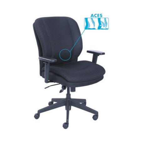 SertaPedic® Cosset Ergonomic Task Chair, Supports up to 275 lbs., Black Seat/Black Back, Black Base