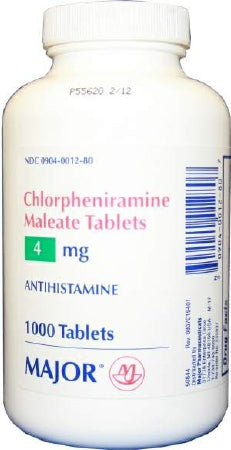 Allergy Relief Major® 4 mg Strength Tablet 1,000 per Bottle