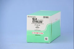 Suture with Needle Ethilon Nonabsorbable Uncoated Black Suture Monofilament Nylon Size 10 - 0 7 Inch Suture 1-Needle 6.5 mm Length 3/8 Circle Taper Point Needle