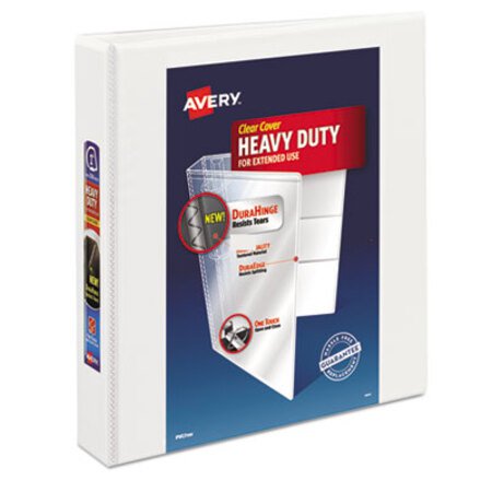 Avery® Heavy-Duty View Binder with DuraHinge and One Touch EZD Rings, 3 Rings, 1.5" Capacity, 11 x 8.5, White