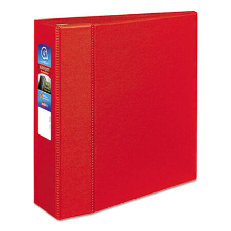 Avery® Heavy-Duty Non-View Binder with DuraHinge and Locking One Touch EZD Rings, 3 Rings, 4" Capacity, 11 x 8.5, Red