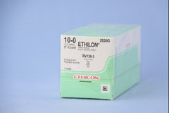 Suture with Needle Ethilon Nonabsorbable Uncoated Black Suture Monofilament Nylon Size 10 - 0 5 Inch Suture 1-Needle 3.8 mm Length 3/8 Circle Taper Point Needle
