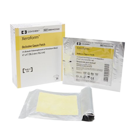 Cardinal Petrolatum Impregnated Dressing Xeroform® 4 X 4 Inch Gauze Bismuth Tribromophenate / Petrolatum Sterile