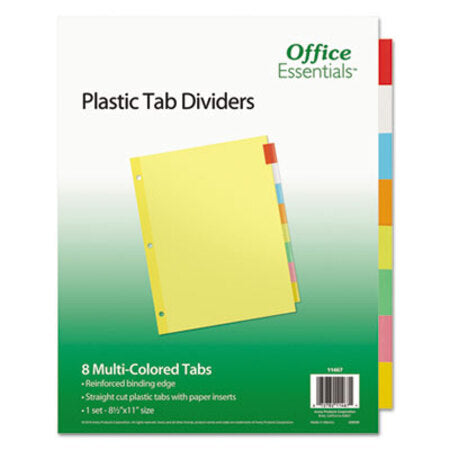 Office Essentials™ Plastic Insertable Dividers, 8-Tab, Letter