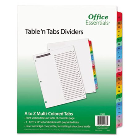 Office Essentials™ Table 'n Tabs Dividers, 26-Tab, A to Z, 11 x 8.5, White, 1 Set
