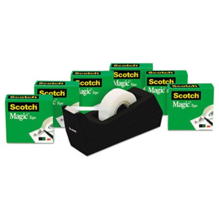 Scotch® Magic Tape Desktop Dispenser Value Pack, 1" Core, 0.75" x 83.33 ft, Clear, 6/Pack