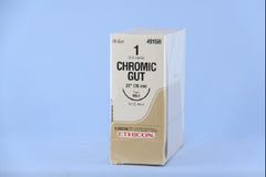 Suture with Needle Absorbable Uncoated Undyed Suture Chromic Gut Size 1 27 Inch Suture 1-Needle 40 mm Length 1/2 Circle Taper Point Needle
