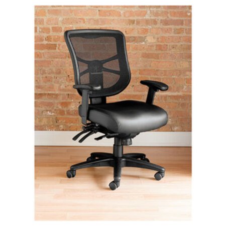 Alera® Alera Elusion Series Mesh Mid-Back Multifunction Chair, Supports up to 275 lbs, Black Seat/Black Back, Black Base