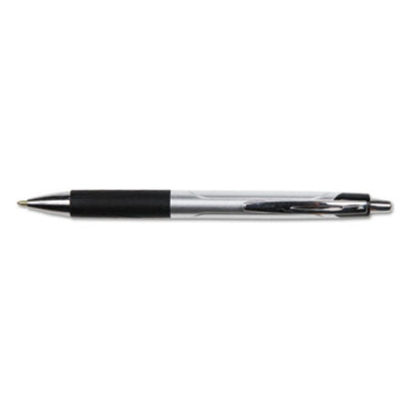 Comfort Grip Retractable Ballpoint Pen, 1mm, Black Ink, Silver Barrel, Dozen