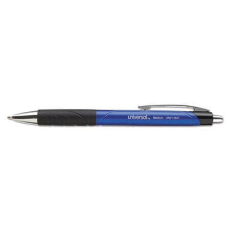 Universal™ Comfort Grip Retractable Ballpoint Pen, Medium 1mm, Blue Ink/Barrel, Dozen