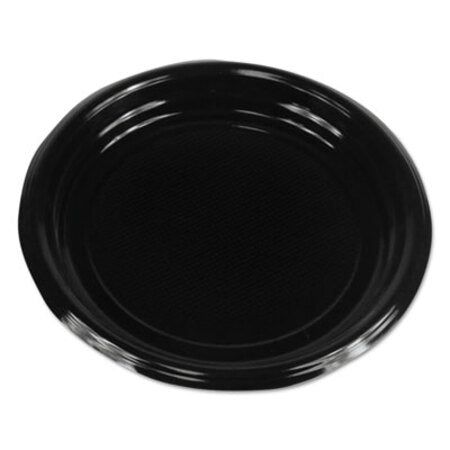 Boardwalk® Hi-Impact Plastic Dinnerware, Plate, 9" Diameter, Black, 500/Carton