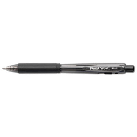 Pentel® WOW! Retractable Ballpoint Pen, Medium 1 mm, Black Ink/Barrel, Dozen