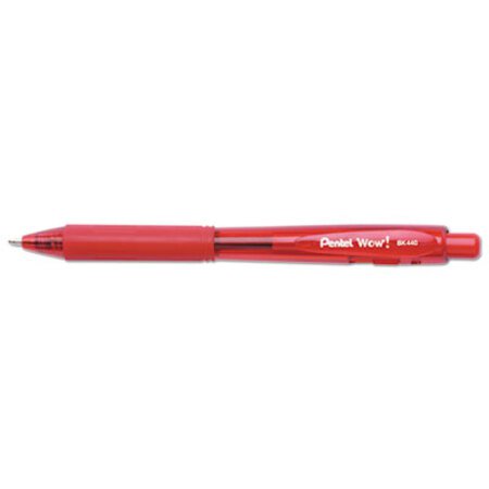 Pentel® WOW! Retractable Ballpoint Pen, Medium 1 mm, Red Ink/Barrel, Dozen