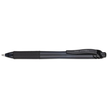 Pentel® EnerGel-X Retractable Gel Pen, 1 mm Metal Tip, Black Ink, Smoke Barrel, Dozen