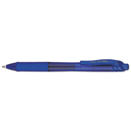 Pentel® EnerGel-X Retractable Gel Pen, 1 mm Metal Tip, Blue Ink, Translucent Blue Barrel, Dozen