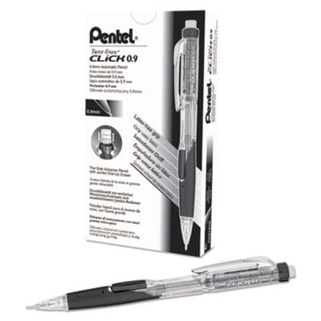 Pentel® Twist-Erase CLICK Mechanical Pencil, 0.9 mm, HB (#2.5), Black Lead, Black Barrel