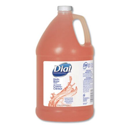Dial® Professional Body and Hair Care, Gender-Neutral Peach Scent, 1 gal Bottle, 4/Carton
