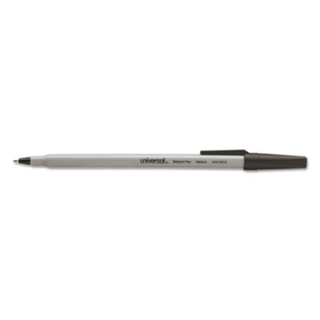 Universal™ Stick Ballpoint Pen Value Pack, Medium 1mm, Black Ink, Gray Barrel, 60/Pack