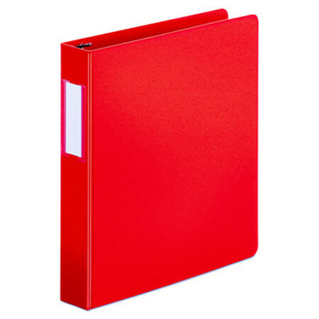 Universal® Deluxe Non-View D-Ring Binder with Label Holder, 3 Rings, 1.5" Capacity, 11 x 8.5, Red