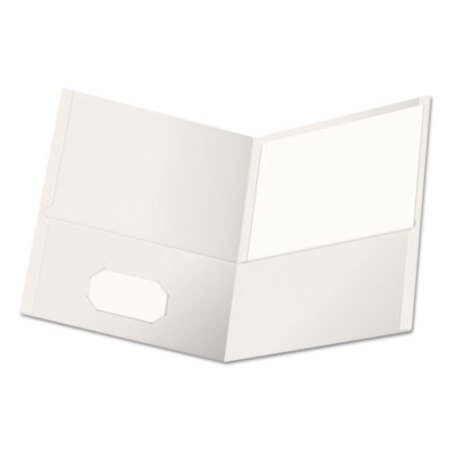 Universal® Two-Pocket Portfolio, Embossed Leather Grain Paper, White, 25/Box