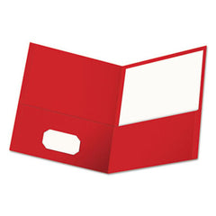 Universal® Two-Pocket Portfolio, Embossed Leather Grain Paper, Red, 25/Box