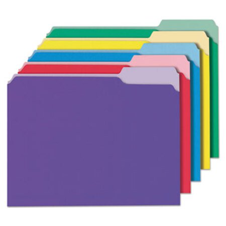 Universal® Deluxe Colored Top Tab File Folders, 1/3-Cut Tabs, Letter Size, Assorted, 100/Box